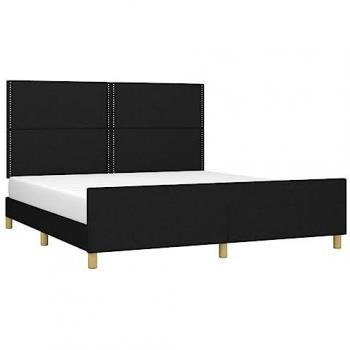 Cama sin colchón de tela negro 160x200 cm