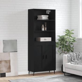 Alacena alta de madera multicapa negra 69,5x34x180 cm