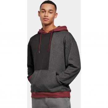 Urban Classics Men's Oversized Black/Charcoal Color Block Hoodie