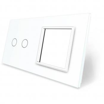 Frontal 2x cristal blanco 1 hueco + 2 botones LEDBOX