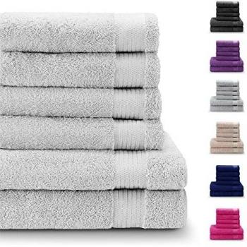 Juego de 4 Toallas de Manos y 2 Toallas de Baño, de 100% Algodón, Sin Productos Químicos - Certificado Oeko Tex - Muy Absorbente Casa, Cuarto de Baño, Centro Deportivo, Gimnasio, Piscina