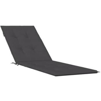 Cojín para tumbona tela gris antracita melange (75+105)x50x3 cm, cojín decorativo de asiento, cojín para exterior, cojín para silla