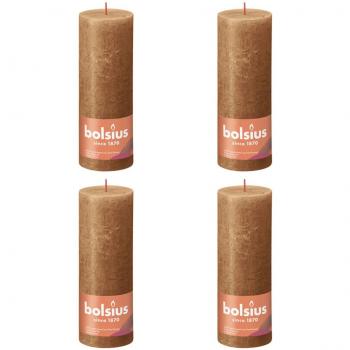 Bolsius Columna Rústica Velas Brillo 4 Piezas 190x68mm Especia Marrón