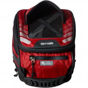 Bolsa de tanque Oxford M4R Tank 'n' Tailer, negra/roja, con base magnética y correas, capacidad 4 litros