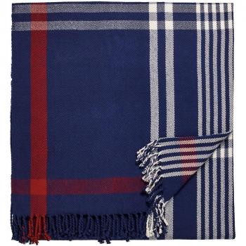 Azul Pavo Real Loft Williamsburg Manta, color azul marino/rojo, 130 x 170 cm