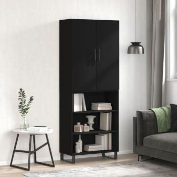 Alacena alta de madera contrachapada negra 69,5x34x180 cm