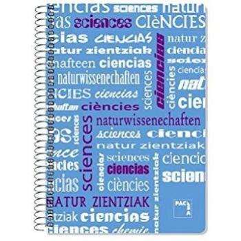 Libreta sam pacsa serie asignaturas ciencias tamaño folio 80 hojas 90gr rayado 4*4 cubierta pp 2 tintas espiral