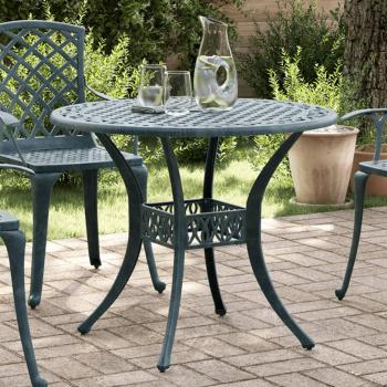 Mesa de jardín verde Ø 90x75 cm en aluminio fundido a presión