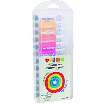 PRIMO Morocolor, témpera para Pintar 12 Colores de témpera Lavables para niños, Colores de témpera en Tubo de Aluminio 7,5 ml, pigmentación Extra Alta Cobertura Made in Italy