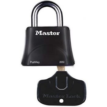 Master Lock 2650EURD Candado con PushKey, Negro, 7 x 6 x 3,2 cm