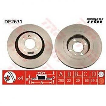 Disco de freno TRW DF2631 frente, ventilado, 1 pieza
