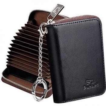 FurArt Cartera para Tarjetas de crédito, con Cremallera, para Hombres y Mujeres, Bloqueo RFID, Llavero, tamaño Compacto