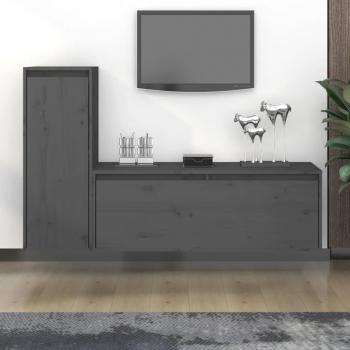 Mueble para TV 2 piezas de madera maciza de pino en color gris