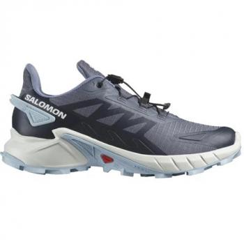 Salomon Zapatillas de Trail Running Supercross 4 para Mujer, Color Gris/Azul Cielo/Blanco, Talla 39 EU