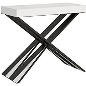 Consola extensible 90x40/196 cm efecto madera fresno blanco y hierro Diago Small Premium