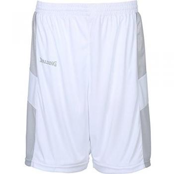 Spalding All Star Short de Juego, Hombre, Blanco / Plata, L