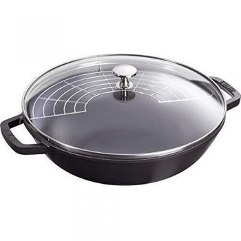 STAUB Wok 30 Cm Negro, Hierro Fundido
