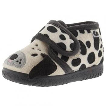Zapatillas de casa Unisex para bebés Victoria Ojalá con estampado de animalitos, cierre adherente y suela al tono 105119 Antracita