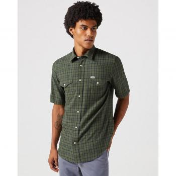 Camisa de Hombre Wrangler Clásica de Cuadros Rojos y Verde Indigo