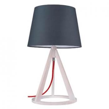 Lámpara de Mesa Konan EPIKASA, Madera y Metal, Tejido en Roble Blanqueado, Rojo y Antracita, 30x30x51 cm