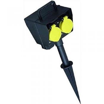 Toma de corriente exterior BACHMANN 2-fach con piquete de tierra, 2m, IP44, color negro
