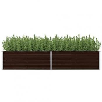vidaXL Arriate de Acero Galvanizado Marrón Macetas Tiestos Casa Decoración Flores Floristería Jarrones Plantas Hierbas Jardinería 240x80x45 cm