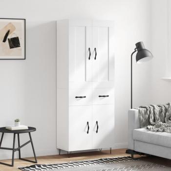 Aparador alto de madera contrachapada blanco 69,5x34x180 cm