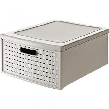 Rotho Country Cajón 19.2l con 1 cajón en look de ratán, Plástico
