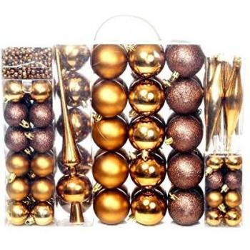 vidaXL 113x Bolas Navidad 6 cm Marrón Bronce Dorado Decoración Adornos Árbol