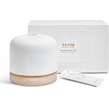 Neom Organics Wellbeing Pod Luxe - Premium Ultrasonic Essential Oil Diffuser, Ceramic Cover, Remote Control, LED Light & Timer, Aromatherapy Diffuser, Home Fragrance, Supersize 30ml Oil Duo