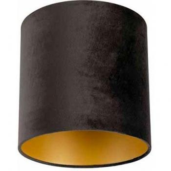 Pantalla de lámpara terciopelo negra/oro 25x25x25 cm