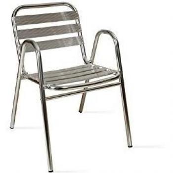 Silla de Jardín Apilable de Aluminio Gris Claro