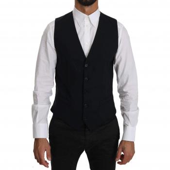 Dolce & Gabbana Blue Wool Waistcoat Formal Gilet Vest - IT46 | S