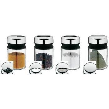 WMF Depot Juego de 4 Botes de Cocina con Tapa y colador, Acero Inoxidable, Vidrio