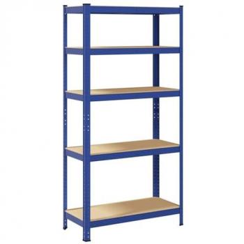 Estantería de Almacenaje 5 Niveles Azul Acero y Madera Ingenierizada Vidaxl