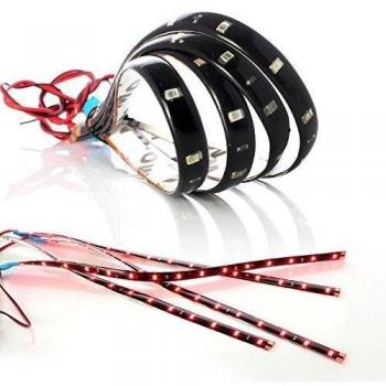 Neuftech 4 X 30cm 15 LED 12V Tira luces flexible impermeable para coche, Decoración de interior y exterior,rojo