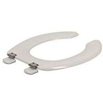 Asiento de inodoro OLFA blanco anti-contacto simple con bisagra de acero inoxidable