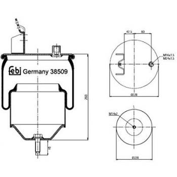 Fuelle de suspensión neumática Febi Bilstein 38509 con amortiguación Air Spring