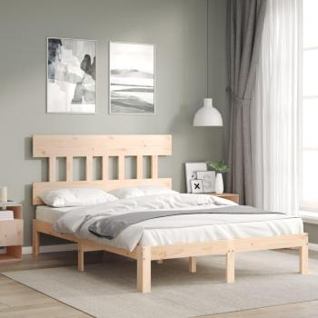 Cama sin colchón 140x190 cm en madera maciza de pino con cabecero, estructura de cama Vidaxl Marrón