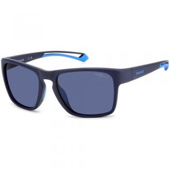 Polaroid Men's Matte Blue Polarized Rectangle Sunglasses PLD 7052/S - Size 56 MM