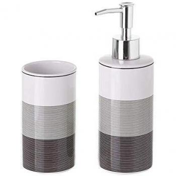 Dispensador y portacepillos de baño de cerámica contemporáneos Grises - LOLAhome