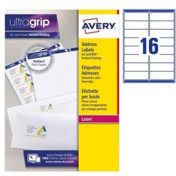 Avery L7162-100 Self-Adhesive Laser Address Labels, 99.1 x 34mm, White, QuickPEEL, Jam-Free, 16 Labels Per A4 Sheet, 1600 Labels Per Box