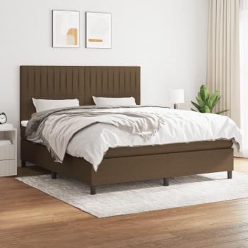 Cama box spring suave con colchón marrón oscuro 160x200 cm tela