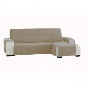 Eysa Fundas de Sofa Prácticas, Chaise Longue 240 cm, Derecha Vista Frontal, Tela, Beige, Tres Plazas