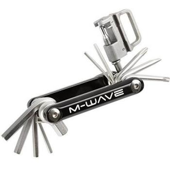 Multiherramienta Mini M-Wave 15 Funciones para Bicicleta en Negro y Plateado