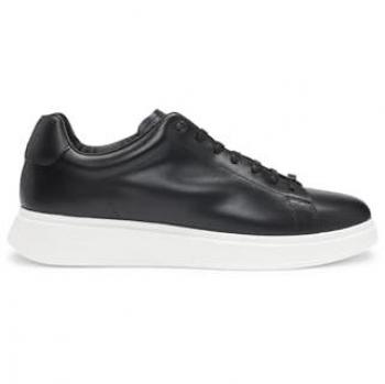 BOSS Zapatillas de Piel Bulton para Hombre, Negras, Bajas, con Cordones, Modelo Casual