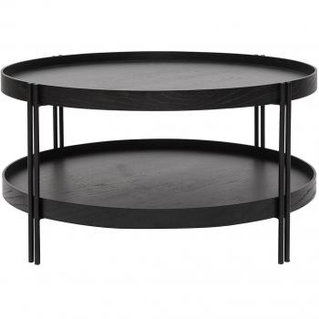Mesa de centro Miliboo D80 cm acabado roble negro y metal modelo Twice