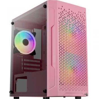Aerocool TRINITYMINIPKV3, Caja Gaming Micro ATX, Cristal Templado, 3xVentiladores RGB, Rosa
