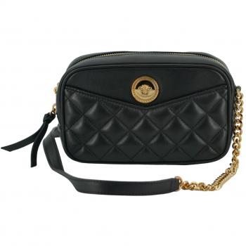 Versace Black Lamb Leather Small Camera Crossbody Bag