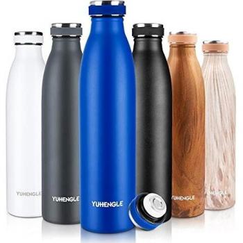 750ml Botella de Agua de Acero Inoxidable, Botella Termica con Doble Aislamiento para 12 Horas de Bebida Caliente y 24 Horas Sin BPA para Deporte, Oficina, Yoga, Ciclismo